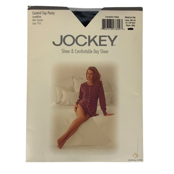 Jockey for Her Pantyhose Lot of 3 Pair Sheer Legwear Beige Navy Blue White - Picture 4 of 9